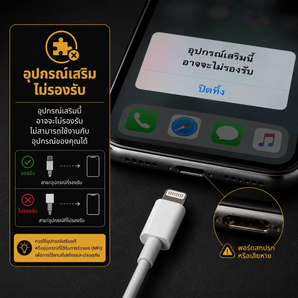 iPhone เสียบสายชาร์จไม่ได้