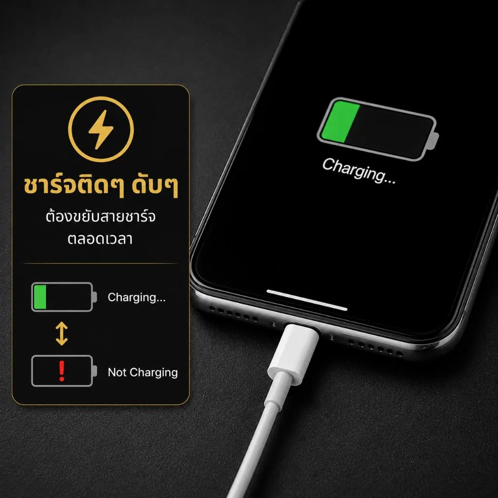 iPhone ชาร์จเข้าบ้างไม่เข้าบ้าง
