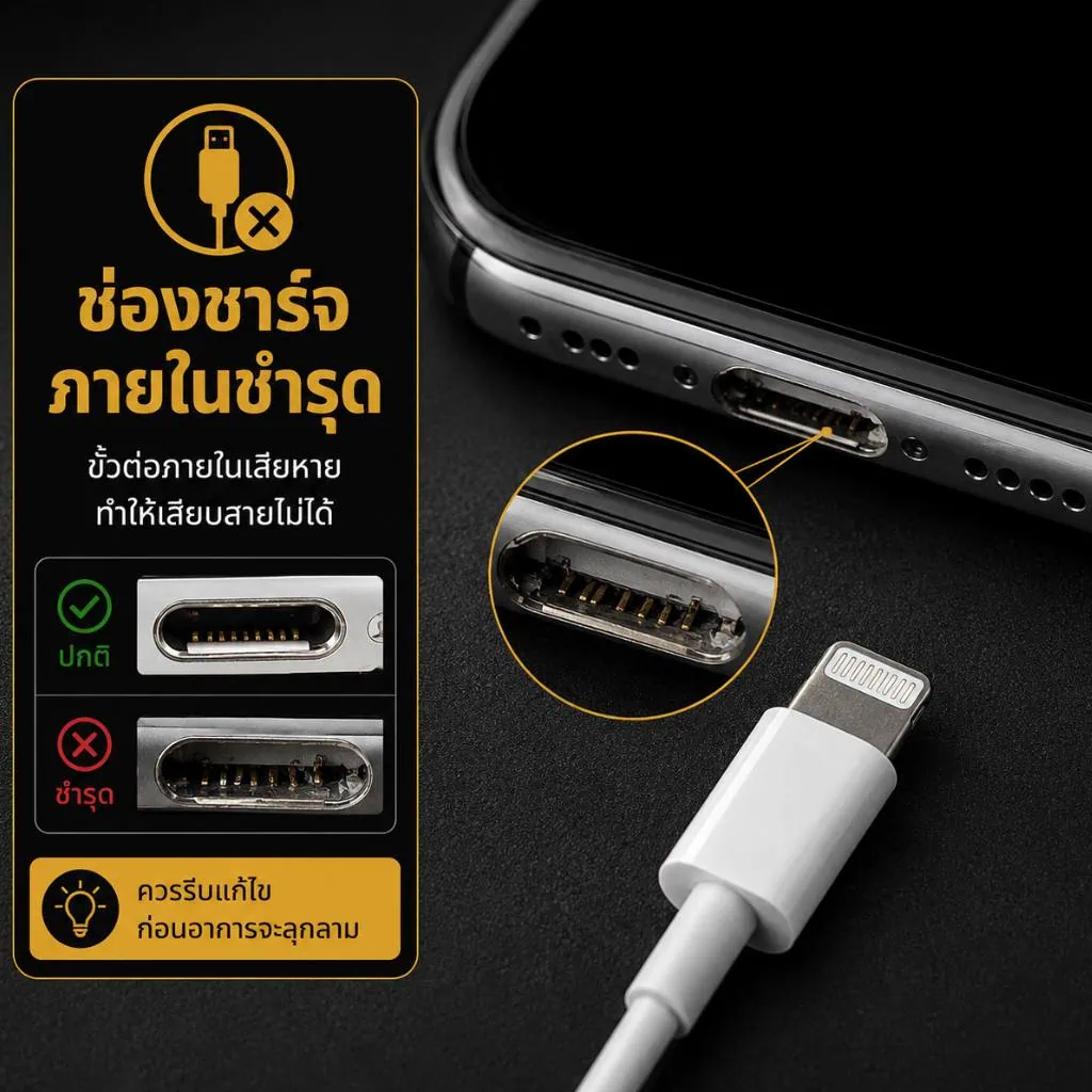ช่องชาร์จ iPhone เสีย